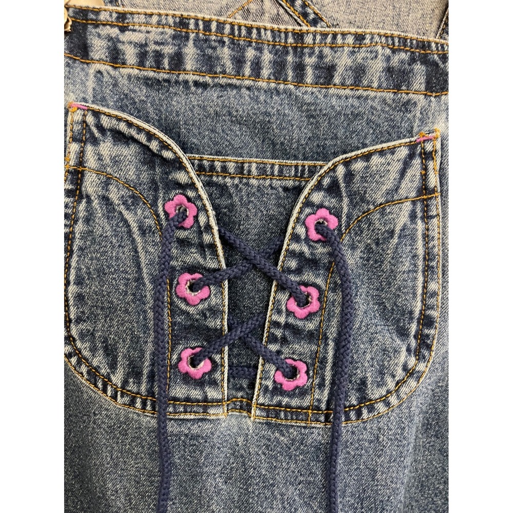 Vntage Route 66 Womens Denim Jumowr Overall Mini Dress Corset 90s - Picture 4 of 9